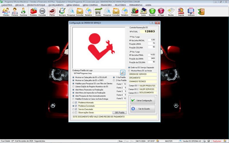 Programa OS Oficina Mecanica com Ordem de Servio e Financeiro v4.0